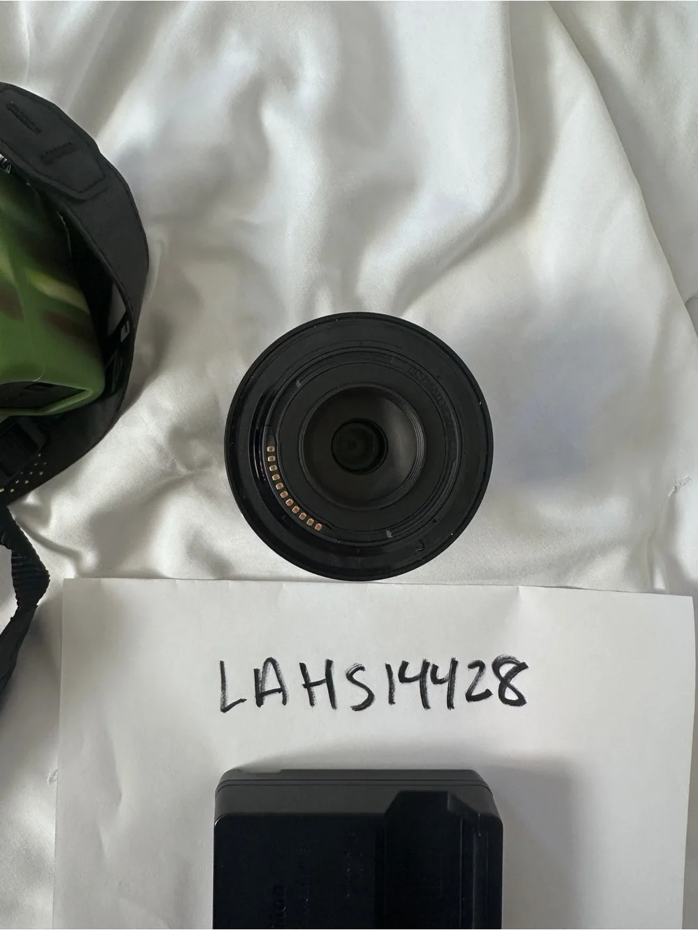 Nikon Digital Camera Body with Green Camo Skin and Yellow Nikon Strap